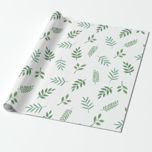Elegantes grünes Leaf-Wrapping Paper zu White Geschenkpapier