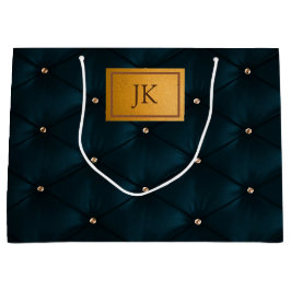 Elegantes grünes Leder, Diamanten, Monogramm Große Geschenktüte