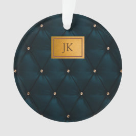 Elegantes grünes Leder, Diamanten, Monogramm Ornament