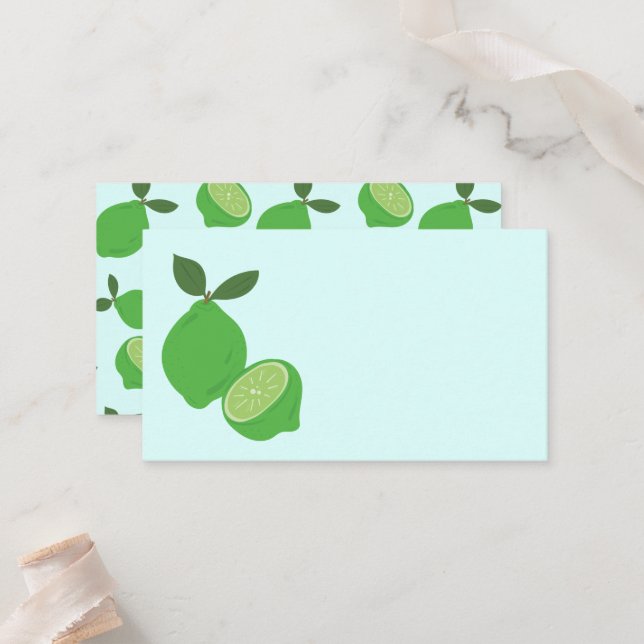 Elegantes grünes Limones Party Platzkarte (Vorderseite/Rückseite Beispiel)