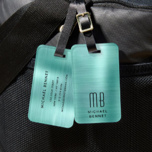 Elegantes grünes Monogramm Gepäckanhänger