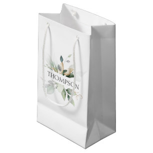 Elegantes Grünes Paar NAME Hochzeit Frischvermählt Kleine Geschenktüte