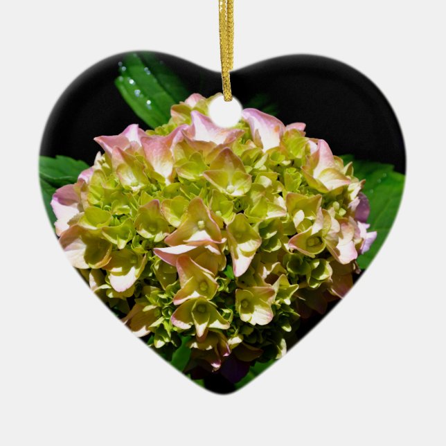 Elegantes, grünes, rosa grünes, blumengrünes Hydra Keramik Ornament (Vorne)