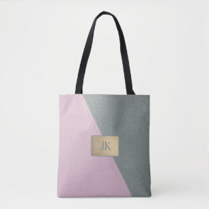 Elegantes grünes rosa Leder Monogramm  