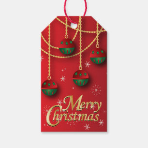 Elegantes Grünes, Rot und Goldweihnachten Geschenkanhänger