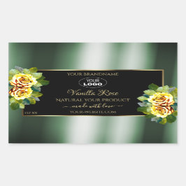 Elegantes, grünes, schwarzes Produktetikett Gelbe  Rechteckiger Aufkleber