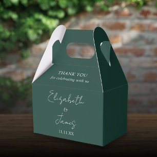 Elegantes grünes Skript Hochzeits-Dankeschön Geschenkschachtel