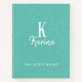 Elegantes, grünes Skriptnamen-Rezept Notizbuch