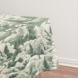 Elegantes Grünes Städtchen mit Schneegebiet Tischdecke