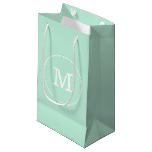 Elegantes, grünes Template Weißes Monogramm Modern Kleine Geschenktüte