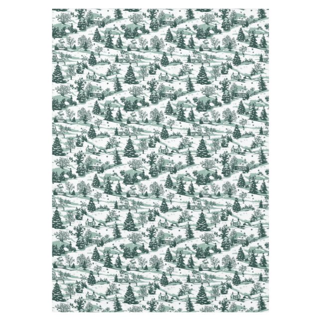 Elegantes Grünes Toile Land Weihnachten Tischdecke (Vorderseite)