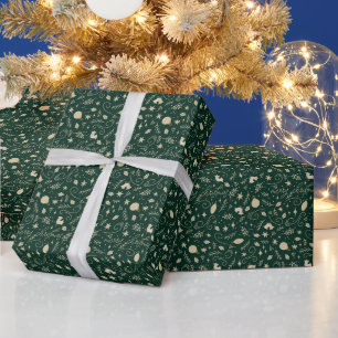 Elegantes grünes und beige-farbenes Weihnachts-Ele Geschenkpapier
