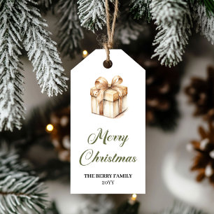 Elegantes grünes und goldenes Weihnachtsanhänger-S Geschenkanhänger