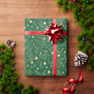 Elegantes grünes und goldenes Weihnachtspapier Geschenkpapier