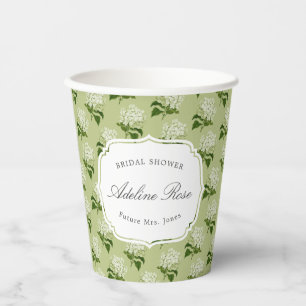 Elegantes grünes und weißes Hydrangea-Brautparty Pappbecher