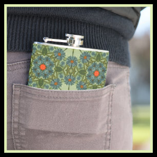 Elegantes grünes Vintage-Muster Klein Flachmann