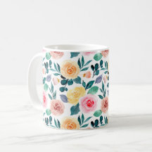 Elegantes grünes Wasserfarben-Blumenmuster im Vint