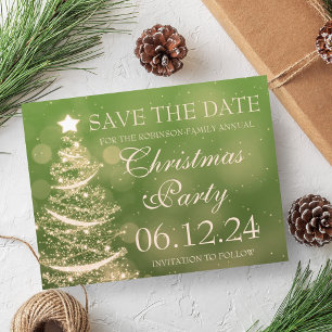 Elegantes grünes Weihnachts-Party Save the Date Ankündigungspostkarte