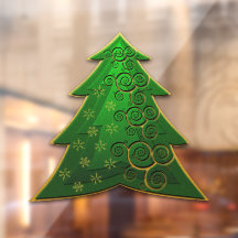 Elegantes grünes Weihnachtsbaumfenster