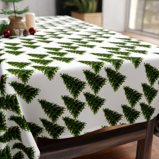 Elegantes grünes Weihnachtsbaummuster festlich wei Tischdecke (A festive forest of Christmas Trees on this tablecloth. Perfect for the holiday season)