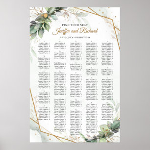 Elegantes Grünzeug-Faux-Gold-Alphabet Poster