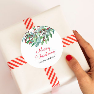 Elegantes Grünzeug Frohe Weihnachten Runder Aufkleber