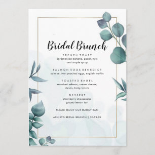 Elegantes Grünzeug-Hochzeitsbrunch-Menü Menükarte