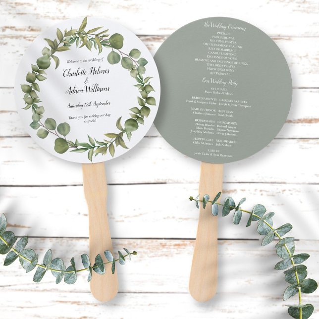 Elegantes Grünzeug-Hochzeitsprogramm Fächer (Von Creator hochgeladen)