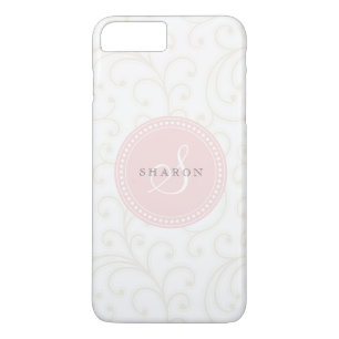 Elegantes, gürtelweißes Blumenmuster Monogramm Case-Mate iPhone Hülle