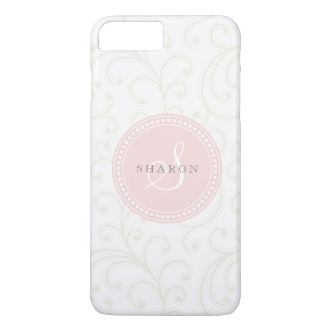 Elegantes, gürtelweißes Blumenmuster Monogramm Case-Mate iPhone Hülle (Rückseite)
