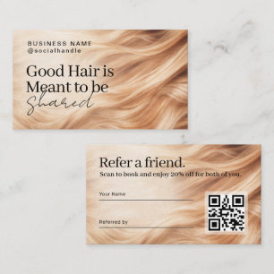 Elegantes Haar-Empfehlungs-QR-Code-Design Visitenkarte