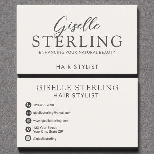 Elegantes Hair Stylist-neutrales Beige-Skript Visitenkarte