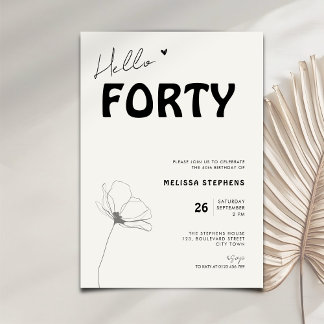 Elegantes Hallo Vierzig Fettgedruckte Typografie 4 Einladung