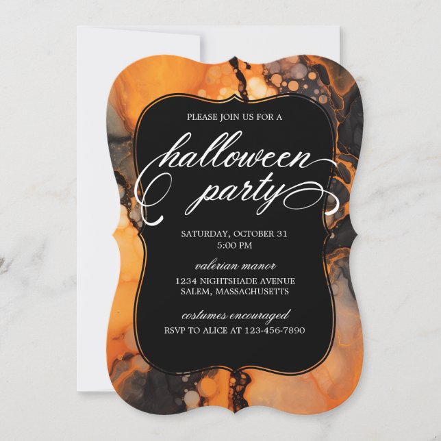 Elegantes Halloween-Party Einladung (Vorderseite)