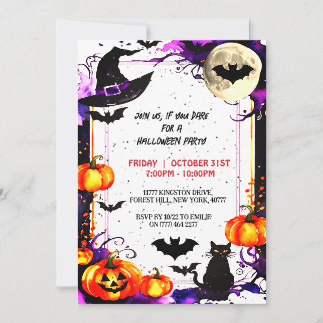 Elegantes Halloween-Party Einladung (Vorderseite)