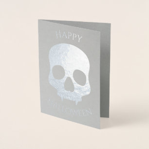 Elegantes Halloween-Schädelsilber Folienkarte