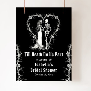 Elegantes Halloween Skeleton Brautparty Willkommen Poster
