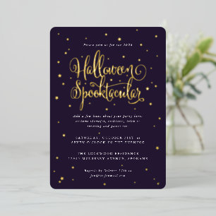 Elegantes Halloween-Spektakel in Lila und Gold + S Folieneinladung