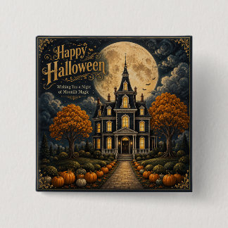 Elegantes Halloween-Spookschloss Button
