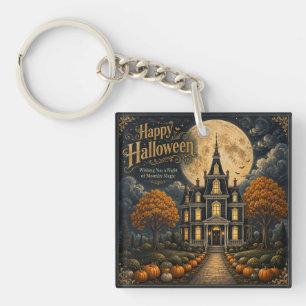 Elegantes Halloween-Spookschloss Schlüsselanhänger