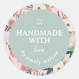 Elegantes handgefertigtes Watercolor-Floral-Verpac Runder Aufkleber