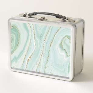 elegantes handgemaltes flüssiger Marmor-Design mit Metall Brotdose