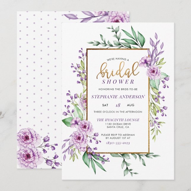 Elegantes handgeschriebenes Brautparty mit Blumens Einladung (Vorne/Hinten)