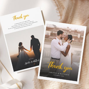 Elegantes handgeschriebenes Foto Hochzeit Dankeskarte