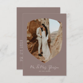 Elegantes handgeschriebenes Gerahmtes Foto Mauve W Dankeskarte