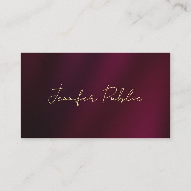 Elegantes handgeschriebenes Gold Text Script luxur Visitenkarte (Vorderseite)