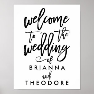 Elegantes handgeschriebenes Hochzeit-Willkommenssc Poster