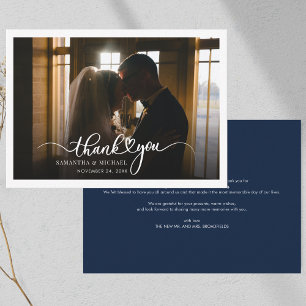 Elegantes handgeschriebenes Hochzeitsszenario-Foto Mitteilungskarte