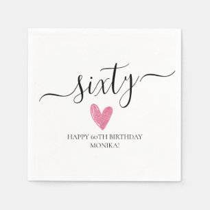Elegantes handgeschriebenes Skript 60. Geburtstag Serviette