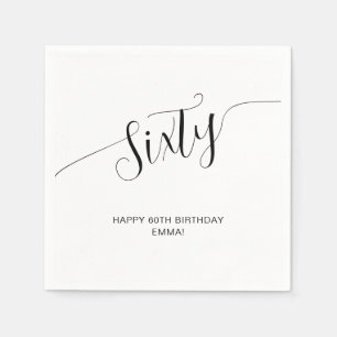 Elegantes handgeschriebenes Skript 60. Geburtstag Serviette